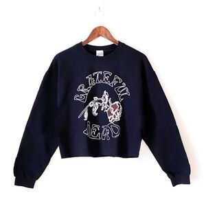 The Grateful Dead Roses Raw Cropped Rock Music Band Crew Sweatshirt